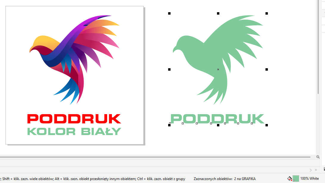 Definiowanie poddruku kolorem białym w Corel Draw