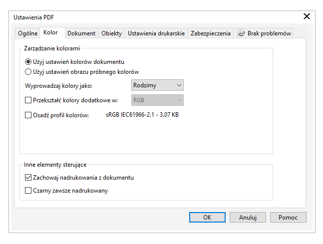 Zapis do pliku PDF w Corel Draw